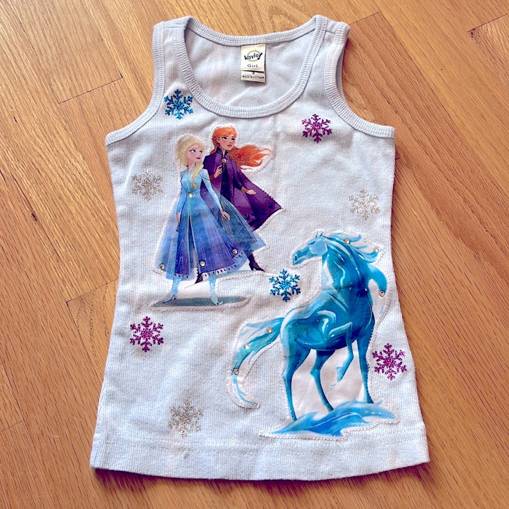 Custom made Frozen cotton tank top for girl size 3 T